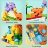 burgkidz Marble Run Building Blocks Dino Toys: STEM Ball Race Track for Boys & Girls with Functional Dinosaur Building Blocks, Marbles Maze Game Toy Set for Kids Ages 3 4-8