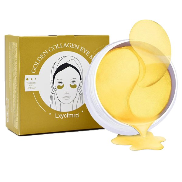 Lxycfmrd 24K Gold Under Eye Masks, Eye Masks for Dark Circles, Anti Wrinkle Under Eye Gel Pads, Eye Mask for Puffy Eyes, Skincare | 60 Pieces/30 Pairs