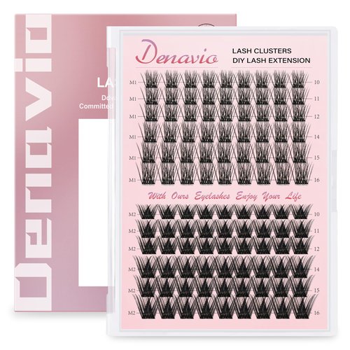 Lash Clusters DIY Eyelash 108pcs 30D 40D Cluster Lashes C Curl Long Individual Lashes Eyelash Clusters Wispy Lashes Cluster DIY at Home Black (M1&M2 C-10-16mm MIX)