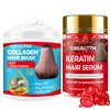 Collagen Hydrating Hair Mask Keratin Hair Serum,Natural Deep Conditioner Hair Mask,Moisturizing Hair Oil for Split Ends, Hair Styling Serum for Frizzy & Dry Hair,Keratin Styling Oil Capsules