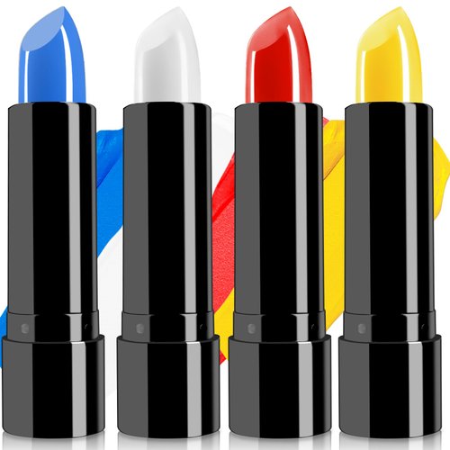 Wugbc Blue White Red Yellow Face Body Paint Eye Black Sticks for Sports Softball Football Baseball Lacrosse Face Painting Kit 4 Colors Quick Drying Foundation Halloween Makeup SFX Joker Cosplay