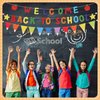34 PCS Welcome Back to School Banner Decorations - Vibrant Unique Design First Day Classroom Sign, Reusable 9.78ft Long Pennant For KindergartenPreschool Hallway Party Class Celebration Decor
