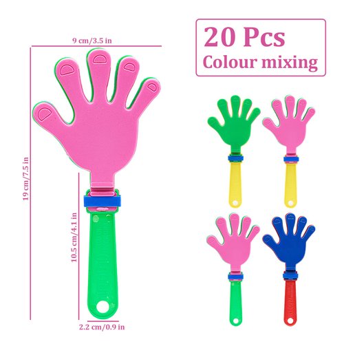 20 Packs Hand Clappers, Noise Makers Party Favors Plastic Clapper, Cheer Clappers for Holiday Events, Sporting Events, Mixed Colors