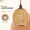 DOITOOL Retro Rattan Woven Pendant Light Cover, Boho Handwoven Rattan Natural Light Fixture, Bulb Guard Lamp Cage for Pendant Light, Lamp Holder, Ceiling Fan Light Bulb (Random Khaki Dark/Light)