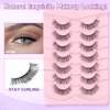 Natural Lashes False Eyelashes Wispy Eye Lashes 13mm Short Eyelashes with Thin Memory Band Volume Wispy Lashes Soft Strip Lashes Pack C Curl Natural Eyelashes Fake Lashes 7 Pair EVENTILL