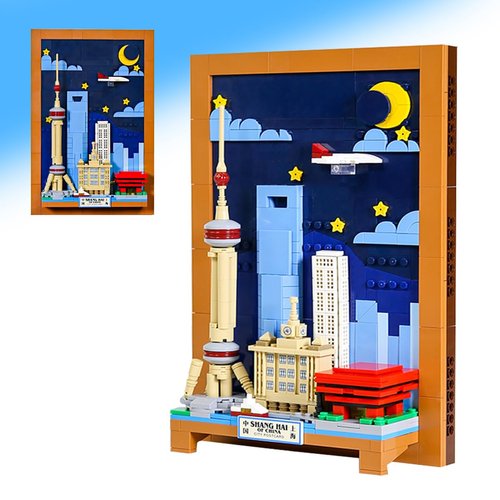 VIIOVOIIV Wall Art Shanghai Postcard Building Blocks Set,3D Postcard Collection Gift for Adult and Kid(509Pieces).