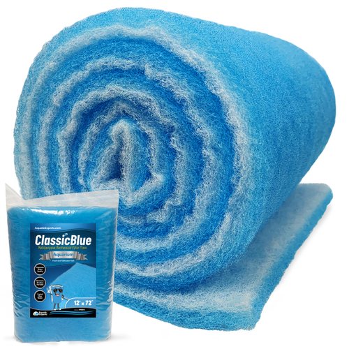 Aquatic Experts Classic Bonded Aquarium Filter Pad -12 Inches by 72 Inches by .75 Inch - Blue and White Aquarium Filter Media Roll Bulk Can Be Cut to Fit Most Filters, Made in USA