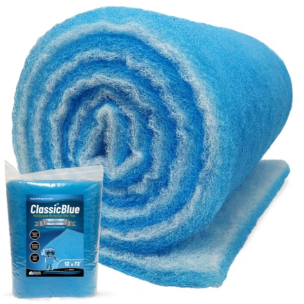 Aquatic Experts Classic Bonded Aquarium Filter Pad -12 Inches by 72 Inches by .75 Inch - Blue and White Aquarium Filter Media Roll Bulk Can Be Cut to Fit Most Filters, Made in USA