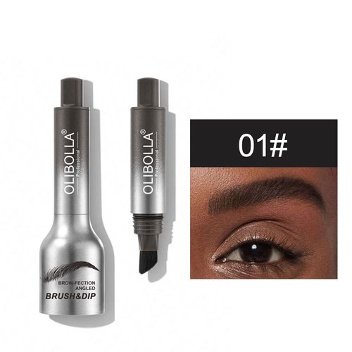 Upgraded Microblading Eyebrow Pen, Brow-Fection Angled Brush, Liquid Eyebrow Brush & Dip, Waterproof Brow Pen, Eyebrow Tint, Eyebrow Contouring Pen, Realistic hair-like strokes (01 Dark Grey)
