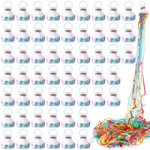 Civaner 30 Pieces No Mess Streamers Confetti White Hand Throw Streamers Paper Crackers for New years Wedding Opening Celebrations Birthday Retirement Engagement Graduation Party Favors Decor