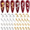 Noverlife 120PCS 3D Rose Nail Art Charms, Flowers Rose Buds/Blooming Nail Art Accessories Decoration, DIY Design Nail Art Decals Metallic Gold Alloy Mini Romantic Flowers for Girls Women
