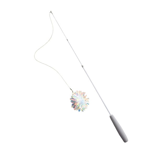 QWINEE 1pc Dragonfly Cat Teaser Wand Toys Interactive Cat Toy for Indoor Cats Kitty Kitten White One Size