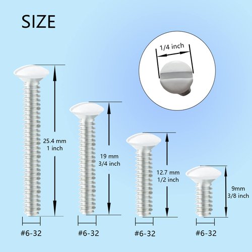 White Wall Plate Screws, 100 Pieces Outlet Screws 4 Length Sizes 6-32 Thread Switch Plate Screws Perfect Replacement for Outlet Cover Screws, Light Plate Screws, White Screws for Wall Plate, etc.