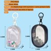 2pcs Clear Figure Display Bag with Keychain Pompom Ball Portable Mini Doll Pouch Carrying Case Blind Box Figures Display Case for Collectibles Zipper Closure (Oval)