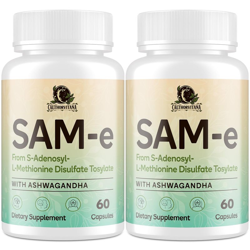 SAM-e Supplement – Capsule Complex with Ashwagandha Extract, L-Theanine, Rhodiola, St. John’s Wor...