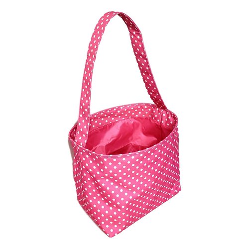 SONA G DESIGNS Fabric Bucket Basket Tote Bag - Children's Toys - Easter - Baby - Can Be Personalized (Pink with White Small Dots - No Embroidery)
