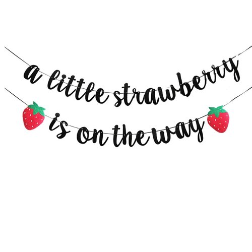 TENNYCHAOR A Little Strawberry is on the Way Banner,Berry Sweet Banner,Strawberry Theme Baby Shower Banner,Strawberry Fruit Baby Shower Party Decorations Photo Props.