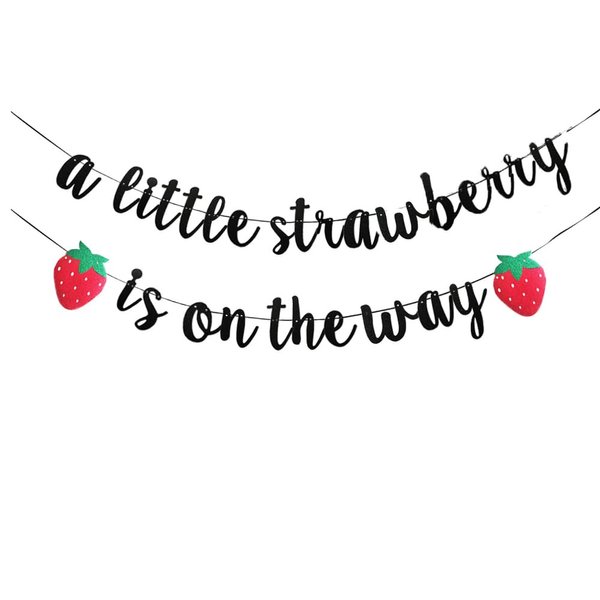 TENNYCHAOR A Little Strawberry is on the Way Banner,Berry Sweet Banner,Strawberry Theme Baby Shower Banner,Strawberry Fruit Baby Shower Party Decorations Photo Props.