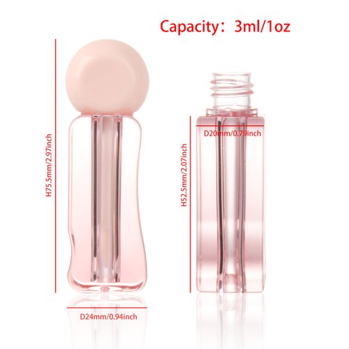 COSIDEA 20pcs Cute irregularly shaped 3ml 0.1oz Rose Empty lip gloss tubes with wand Pink Lipgloss tube containers for lip oil packing