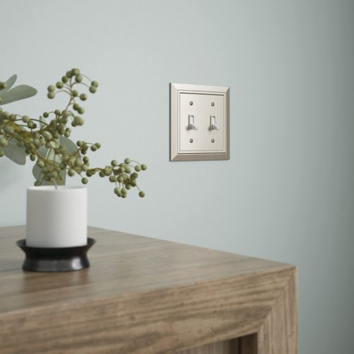 Franklin Brass Classic Architecture Wall Plate, Satin Nickel Double Switch Cover Switch Cover, 1-Pack, W35220-SN-C