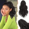 BARSDAR Brown Ponytail Extension, 14 In Claw Clip Short Wavy Ponytail Hair Extensions Thick Soft Synthetic Clip in Pony Tails Hairpieces for Women Girls Daily Party Halloween (Dark Brown)