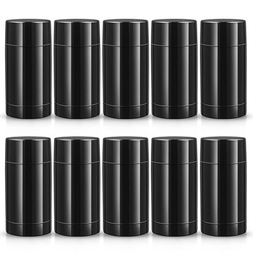 10 Pack 1 Oz /30ml Plastic Deodorant Containers,Empty Round Deodorant Tube Bottles Bottom Refilling & Twist Up Stick for Deodorant,Lip balm,Lipstick,Homemade Solid Perfume,DIY Butter Stick,Black