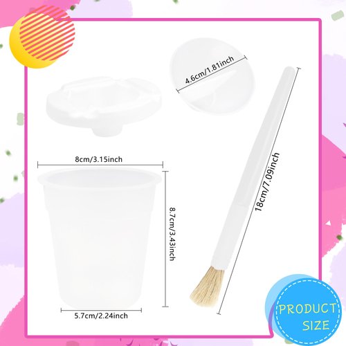 48 Pcs Kids Paint Cups 24 No Spill Paint Cups with Lids Paint Containers with 24 Toddler Paint Brushes for Girls Boys Art Preschool Classroom Furniture Supplies