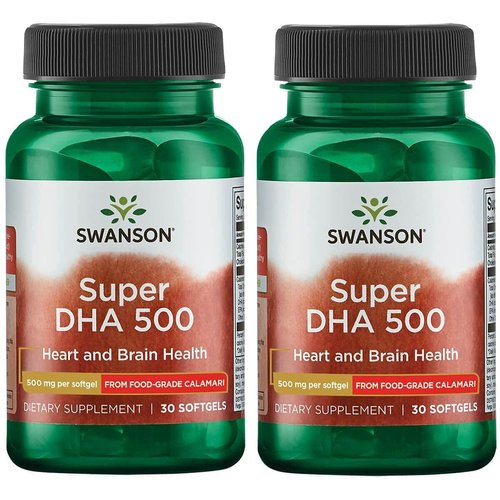 Swanson Super Dha 500 from Food-Grade Calamari 500 mg 30 Sgels 2 Pack