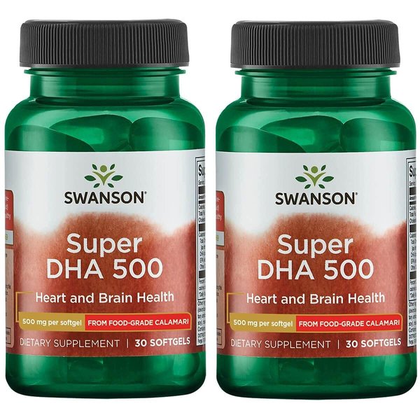 Swanson Super Dha 500 from Food-Grade Calamari 500 mg 30 Sgels 2 Pack