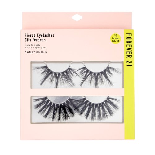 Forever 21 Eyelashes 2-Pack Fierce Eyelashes Set, Voluminous False Lashes, 5D Faux Lashes | F21 Beauty Eyelashes, Womens Eyelashes Easy To Apply, Makeup Artist Must Haves