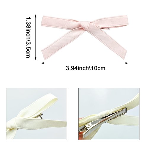 Capiant 24 PCS Hair Clips, Mini Bowknot Hair Barrettes for Adolescents, Ribbon Alligator Hair Bow Clips, Hair Accessories for Women, Pink Bow, 24 Count