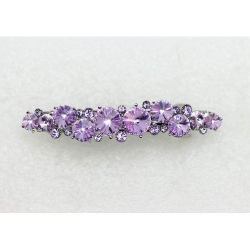 Faship Violet Purple Premium Rhinestone Crystal Floral Small Hair Barrette Clip