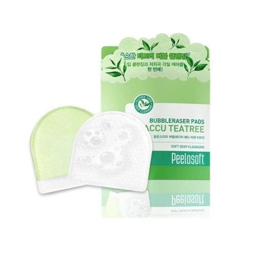Makeheal Peelosoft Bubbleraser Pads Accu Tea Tree - Soft Deep Facial Cleansing Makeup Remover Face Wash Pads with Tea Tree Extracts & Green Tea Extracts - Safe for Sensitive Skin (Refill - 20 Pads)