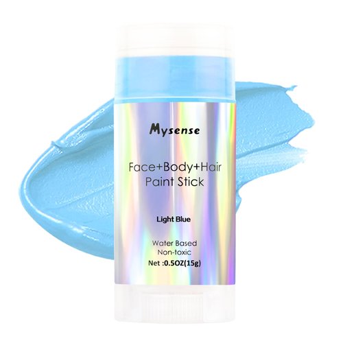 Mysense Light Blue Face Body Hair Paint Stick,Water Based Washable Temporary Hair Color,Non-toxic Cream Body Paint for Adults and Kids Halloween Cosplay Corpse Bride Sally Face Makeup,0.5oz