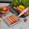 2Pcs Hot Dog Roller for Grill, Stainless Steel Sausage Roller Rack with Extra Long Wood Handle, BBQ Hot Dog Griller for Evenly Cooked Hot Dogs, 10 Hot Dog Capacity, 6.5 x 5.5 Inch