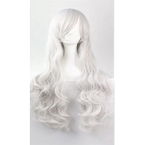 32 Inch Long Curly Wavy Silver Wigs for Women Party Long Wigs for Girls Cosplay Party Daily Use (Silver)