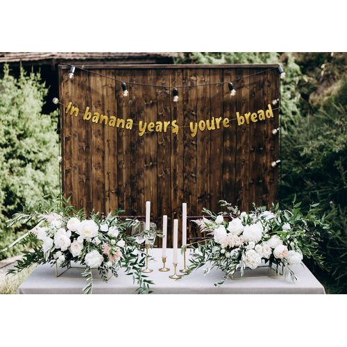 In Banana Years You’re Bread Gold Glitter Banner - Funny Birthday and Retirement Party Supplies, Ideas, Gifts and Decorations