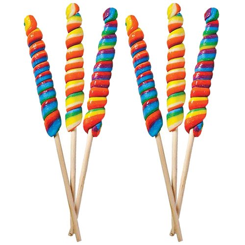 Jumbo Rainbow Twist Swirl Lollipop, Mixed Fruit Flavor, Individually Wrapped Pops, 10" Inch Sucker (28 Grams Per Sucker, 6-Pack)