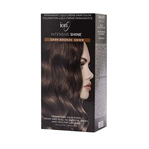 ION Intensive Shine Permanent Liqui-Creme Hair Color Kit Fade Resistant Gray Coverage 2.5 Times More Shine Brilliant Long Lasting Color - Dark Bronze 6NWB