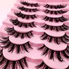 7 Pairs Manga Lashes Wet Look 16mm Flu-ffy D Curl Lashes Volume Spiky Lashes Dramatic Cosplay Lashes Wispy Fairy Lashes Faux Mink False Eyelashes Japanese Korean Lashes(S22)