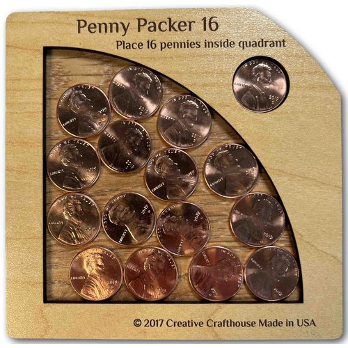 Creative Crafthouse Penny Packer 16 Puzzle - Handmade Wooden Puzzle - Precision Cut and Laser Engraved - Great Coffee Table and Desktop Conversation Starter - Made in the USA
