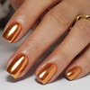 Fokostar Copper Chrome Nail Powder Metallic Mirror Effect Solid Orange Red Pearl Glitter Dust for Gel Nails Design Manicure Pigment Powder Decorations 0.3g with Tool