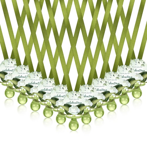 Coume 60 Pcs Sage Green Baby Shower Favors Thank You Gift Bulk Acrylic Baby Shower Pacifier Necklace with Thank You Cards for Guests Prizes Baby Shower Games Favors