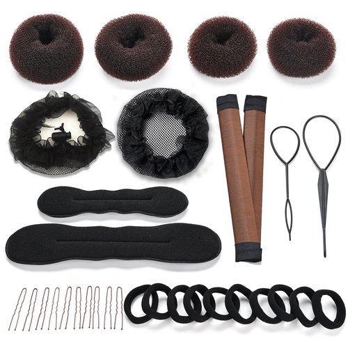 LTHYHJ Hair Bun Maker Set 31 Piece Styling Accessory Set The Most Complete Styling Accessory Set (Brown)