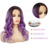 Amnenl Purple Lace Front Wigs Long Ombre Curly Wavy Hair with Dark Roots Hair Wavy Wig Side Part Cosplay Halloween Wigs