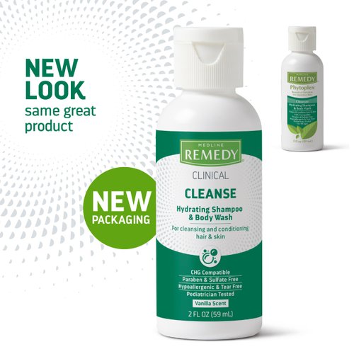 Medline Remedy Clinical Hydrating Shampoo & Body Wash (2 fl oz), 96 Count, Vanilla Scent, Cleanser, No-Rinse, Adults, Kids, Shower Or Bedside, Dimethicone, Sulfate Free