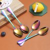 Rainbow Dinner Spoon of 4, Berglander 7.5" Stainless Steel Titanium Plating Shiny Mutil-Color Soup Spoons Silverware, Colorful Soup Spoon Table Spoon Set Sturdy Easy To Clean, Dishwasher Safe