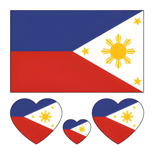 Philippines Flag Tattoos,10 Sheets Philippines Flag Temporary Tattoos Stickers,40 Pcs Waterproof ...