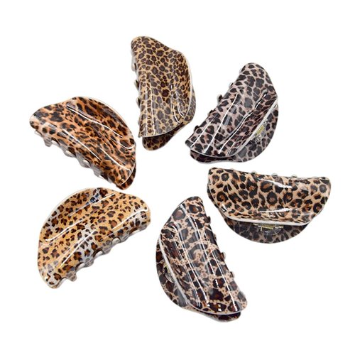 3 Styles Leopard Print Hair Claws Clips Vintage Non-Slip Hair Accessories 3.5" x 1.9" for Thin Hair Women Girls