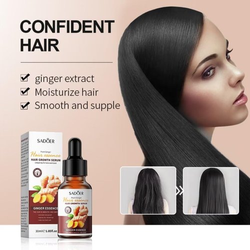 Ginger Hair Treatment Oil, Hair Growth Serum for Hair Loss, for Dry, Damaged Hair, Enhance Hair Elasticity and Toughness, Smooth Silky Thicker Hair Essential Oil Growth for All Hair Types